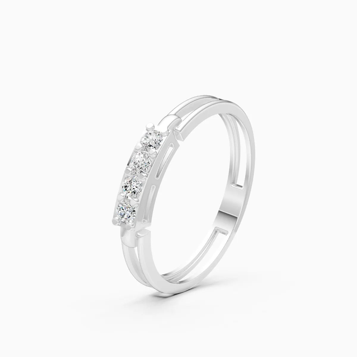 Geometric Split Shank Diamond Ring