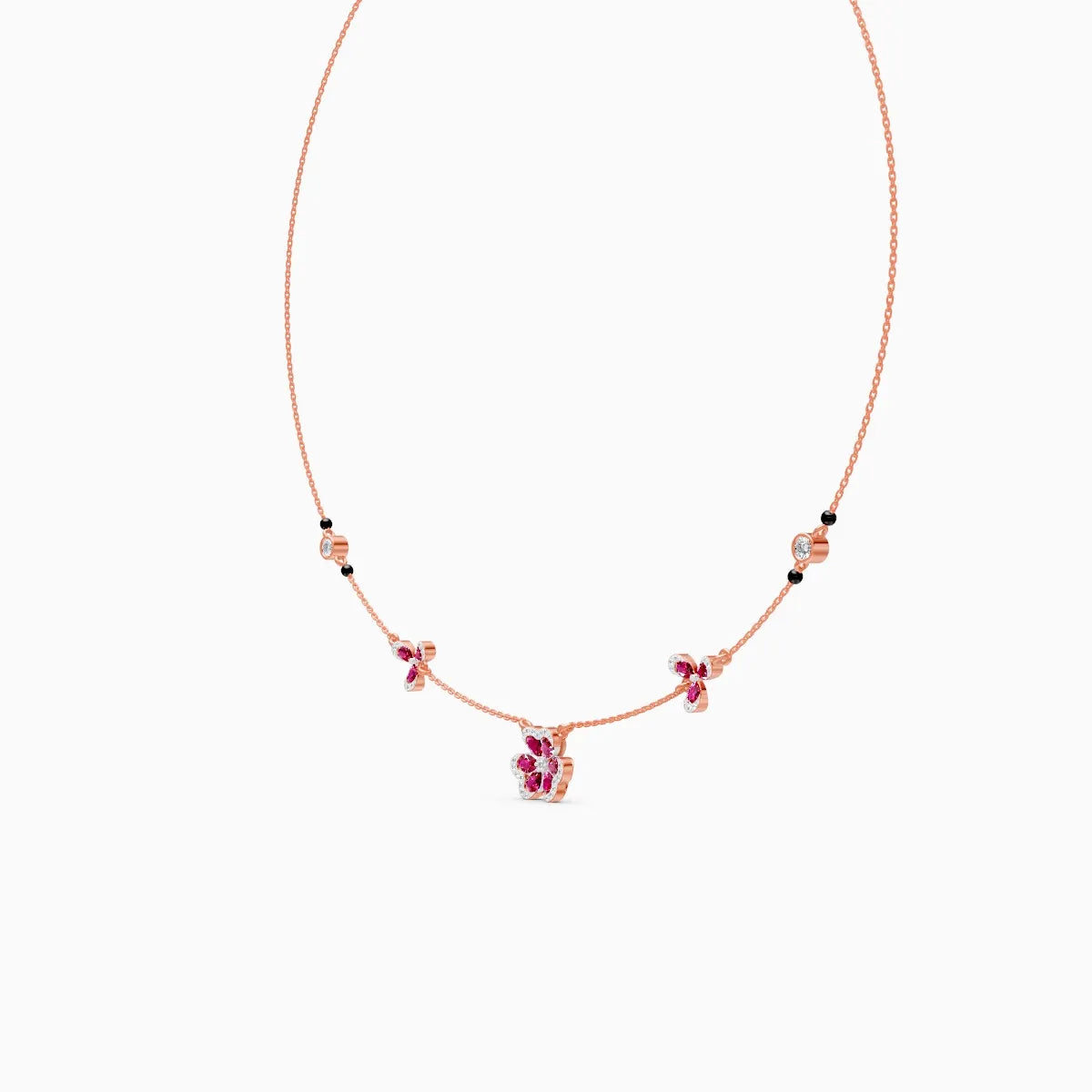 Pink Emerald & Lab Diamond Gold Necklace