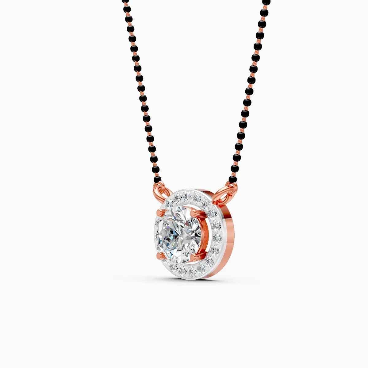 Twilight Halo in Dual Tone Round Diamond Mangalsutra