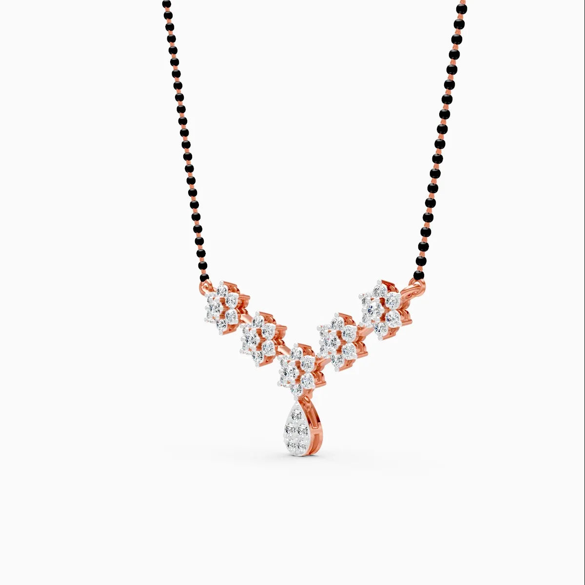 Dangling Flower Style Lab Diamond Mangalsutra