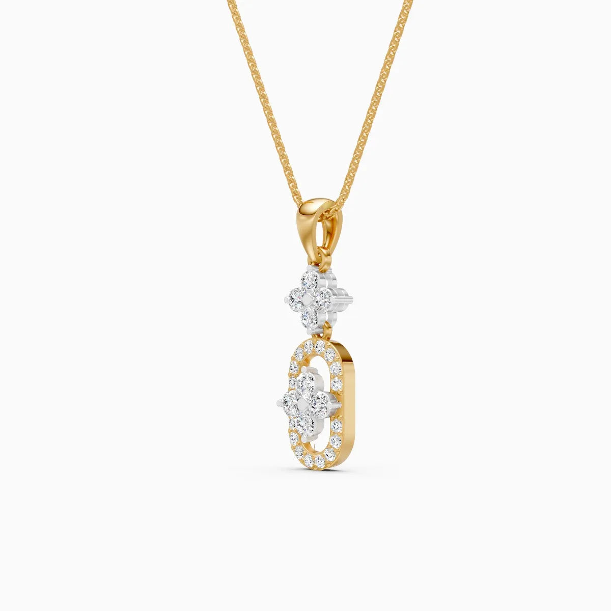 Round Cut Cluster Pill Flower Drop Pendant