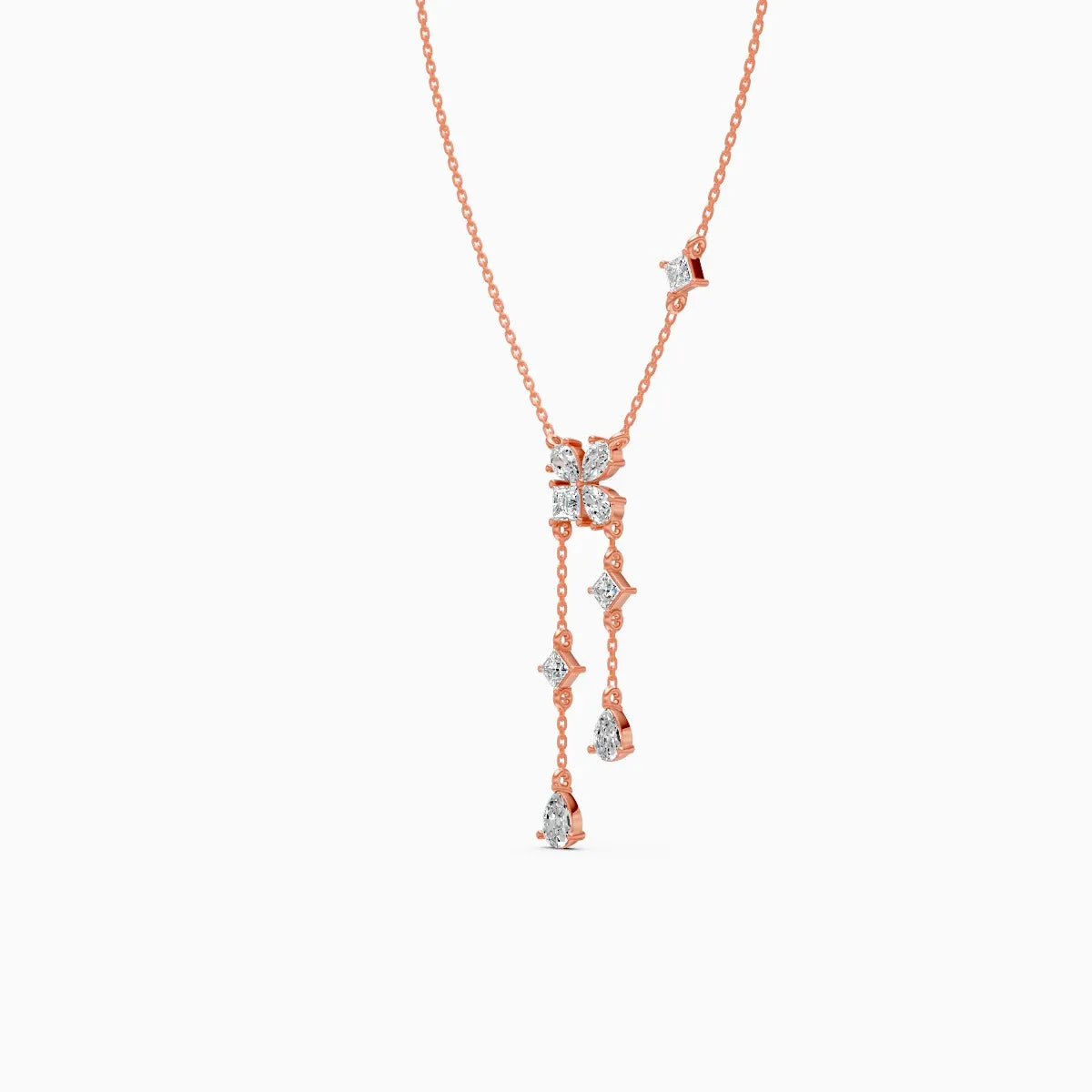 Layered Pear Drops with Princess-Cut Centerpiece Necklace