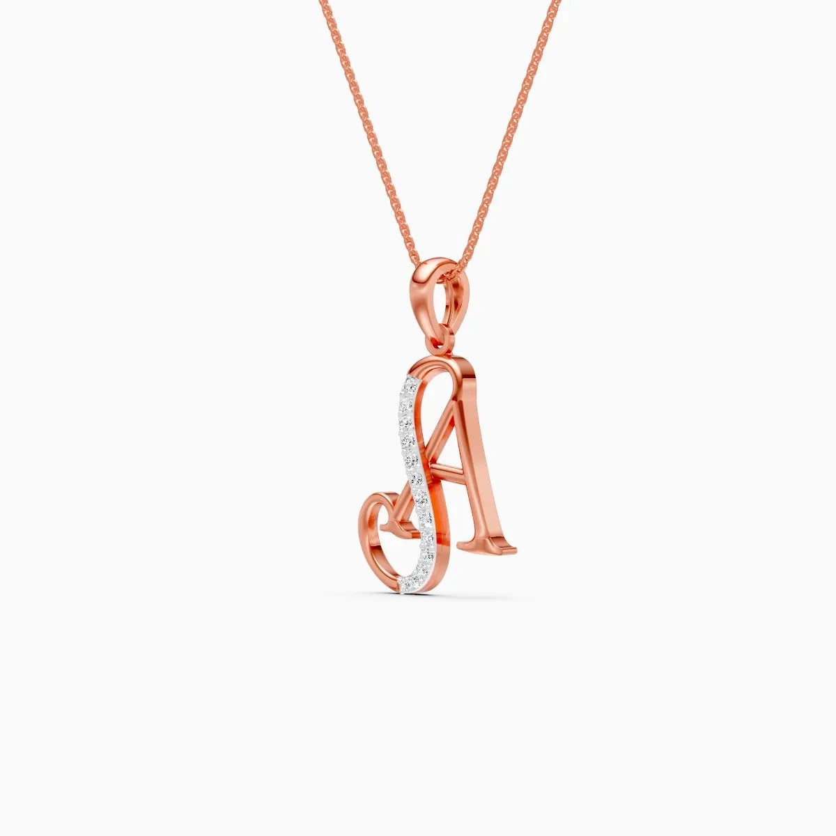 Diamond-Streaked A Alphabet Drop Pendant