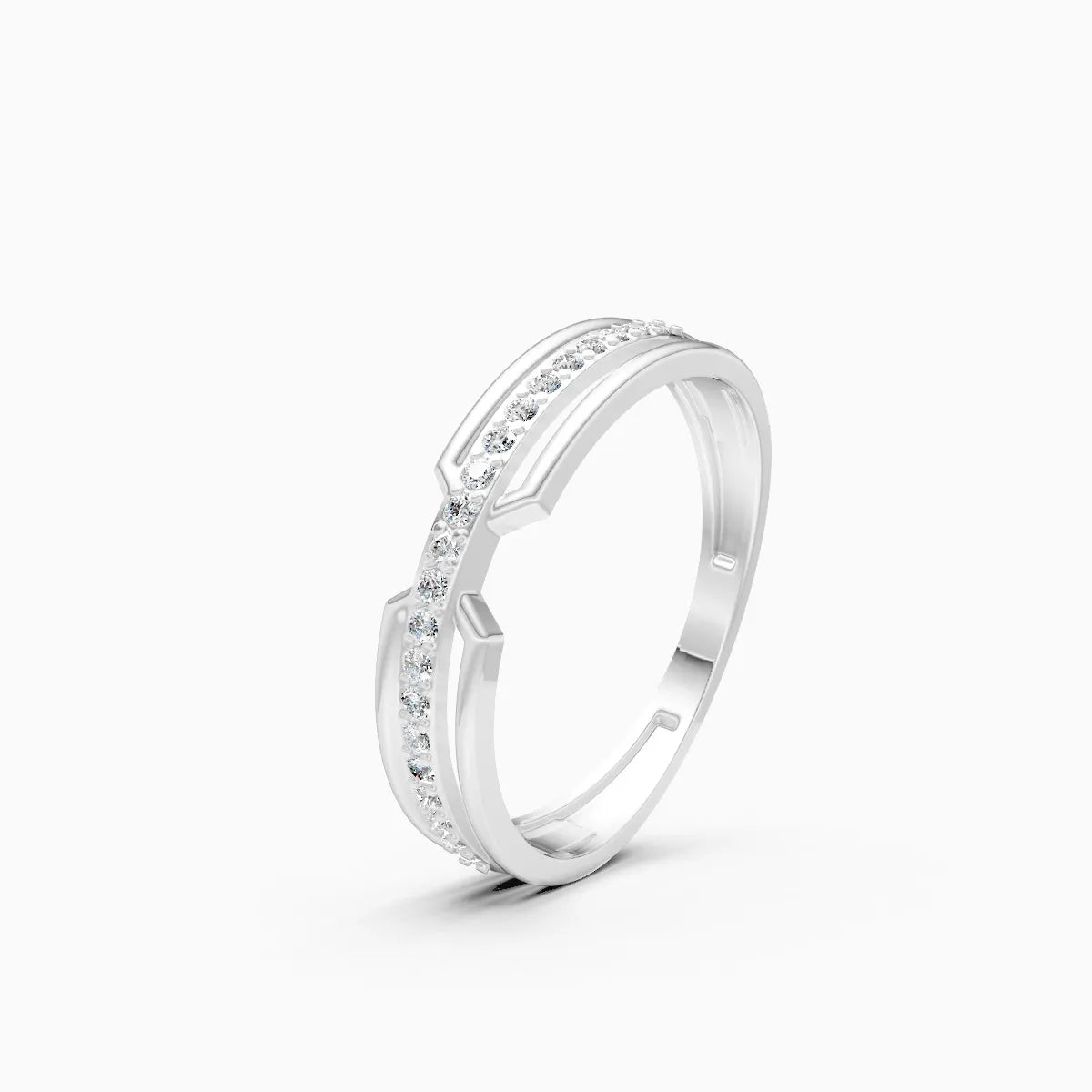 Geometric Split Band Diamond Ring