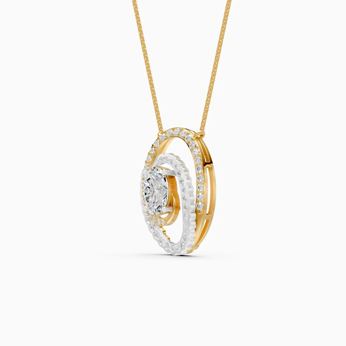 Oval Swirl Halo Pendant