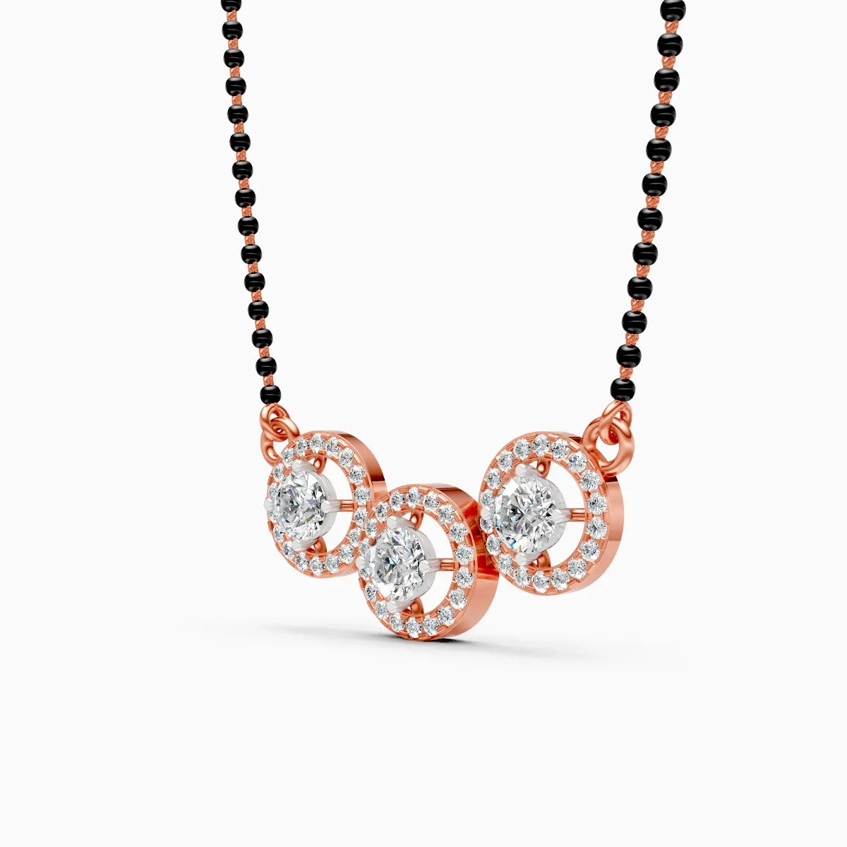 Stylish Circle Triple Halo Diamond Mangalsutra