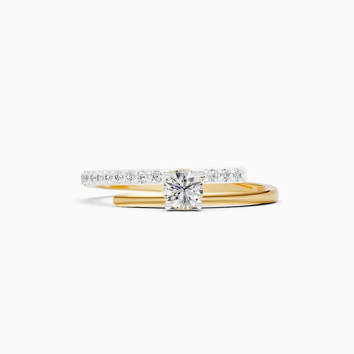 Sweeping Curve Solitaire Ring