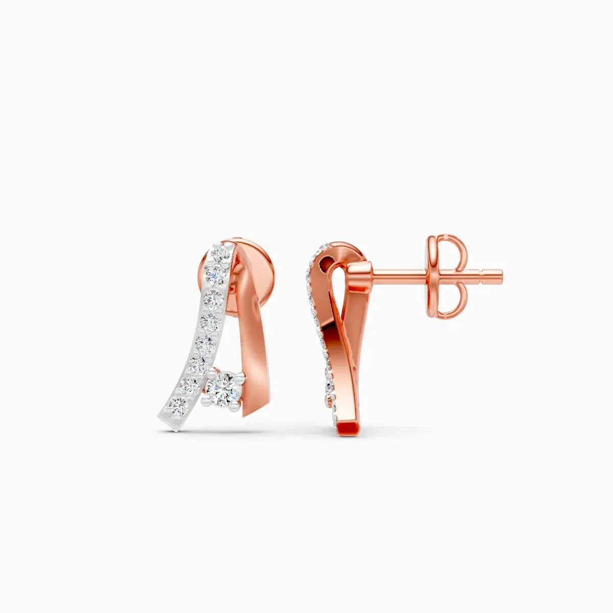 Curved Diamond Stud Earrings