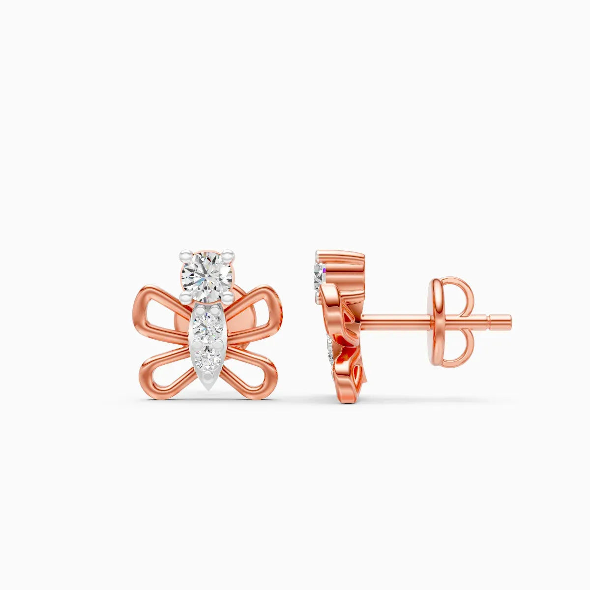 Round Butterfly Stud Earrings