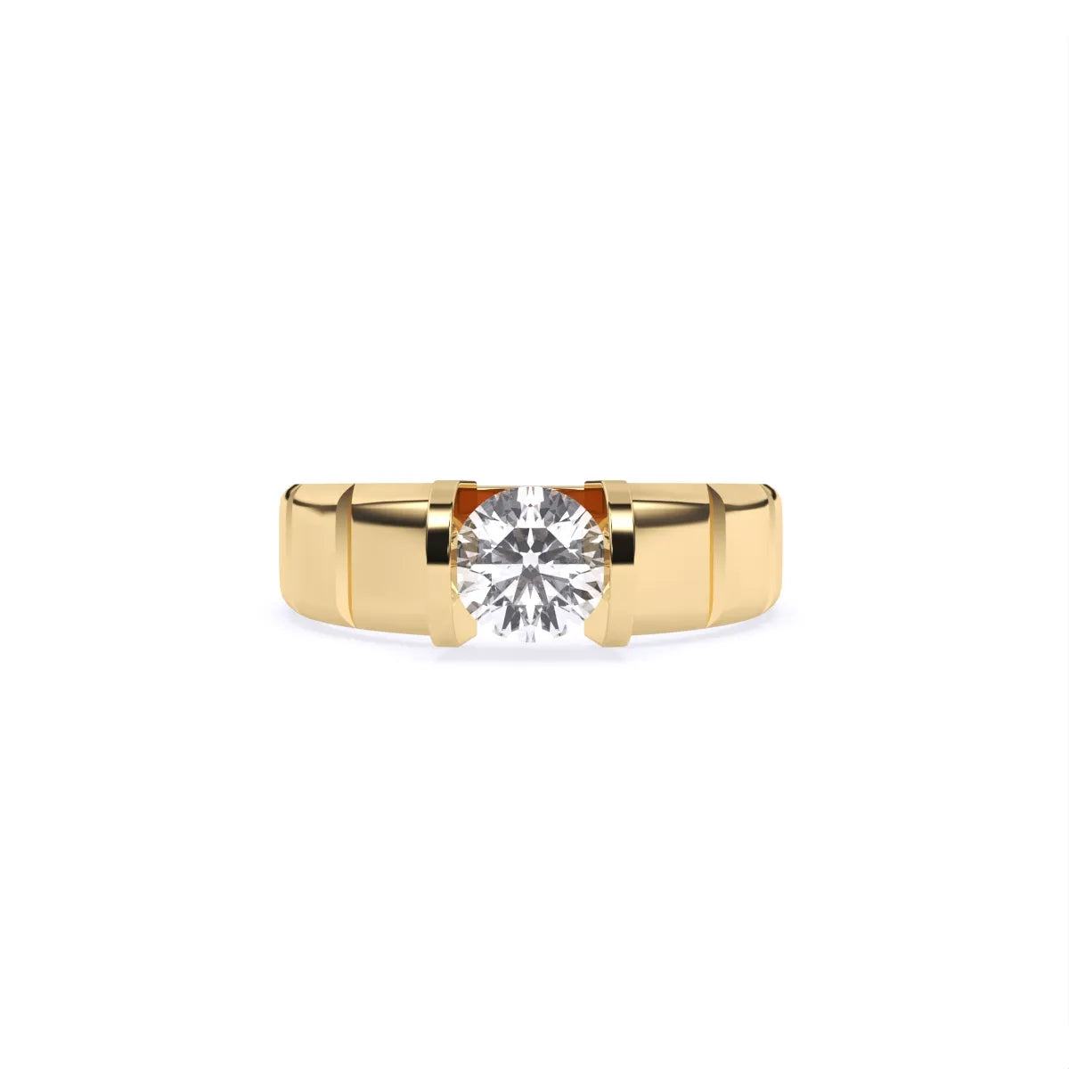 Stylist Single Stone With Polished Line Men’s Ring