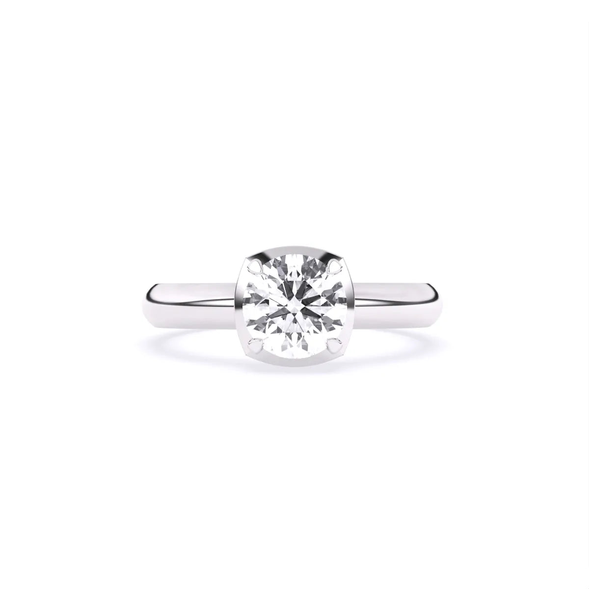 Round Half Bezel Lab Grown Diamond Solitaire Ring