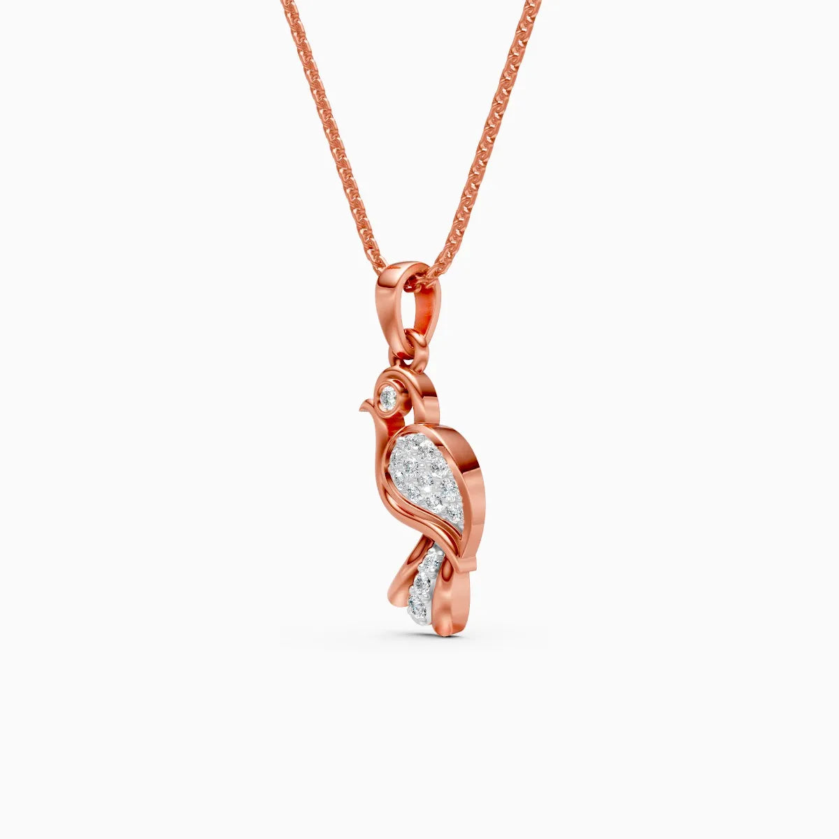 Feather-light Bird Charm Diamond Pendant