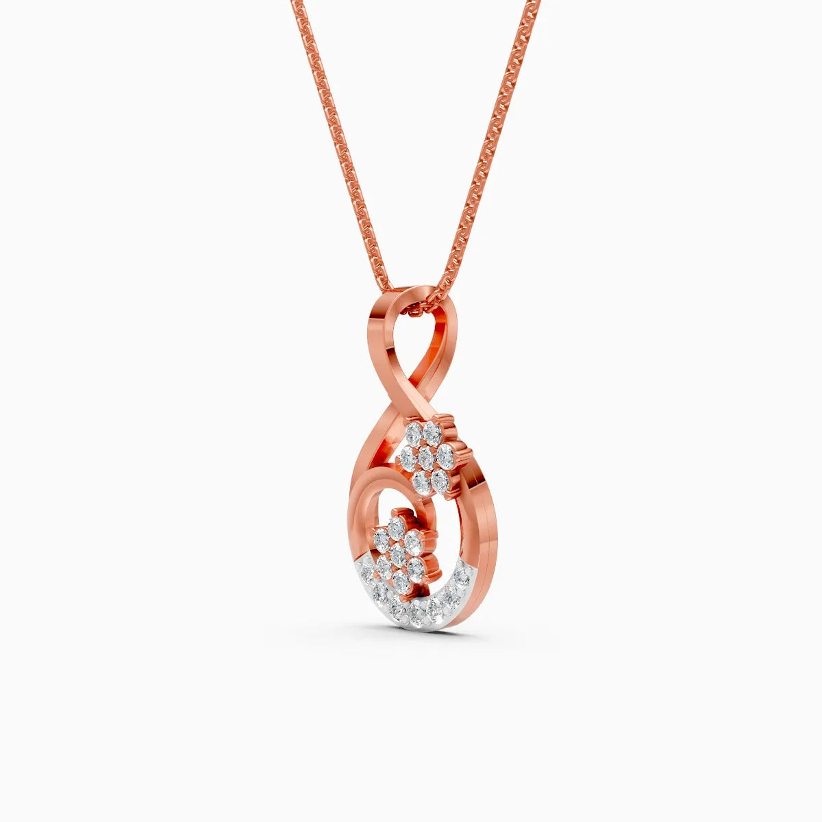 Twin Floral With Twist Loop Pendant