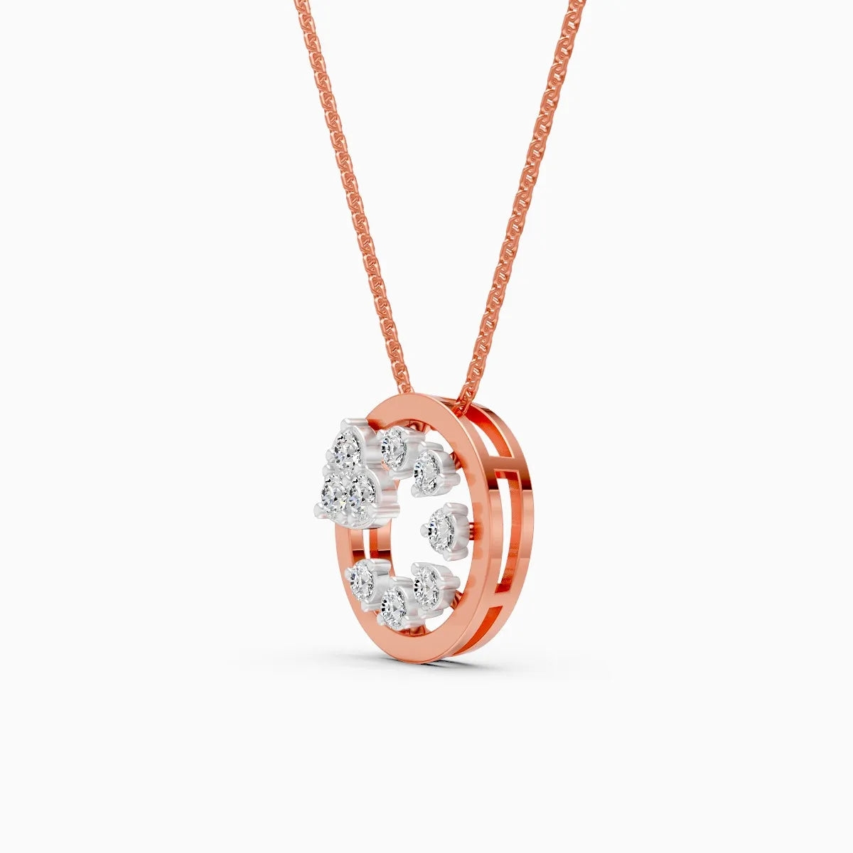 Open Circle Round Shape Diamond Pendant