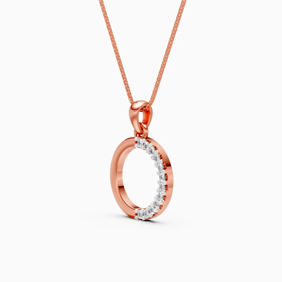 Half Halo Lab Diamond Circle Pendant