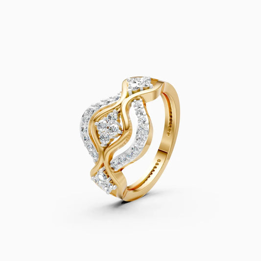 Exquisite Gold Lab Diamond Wave Design Ring