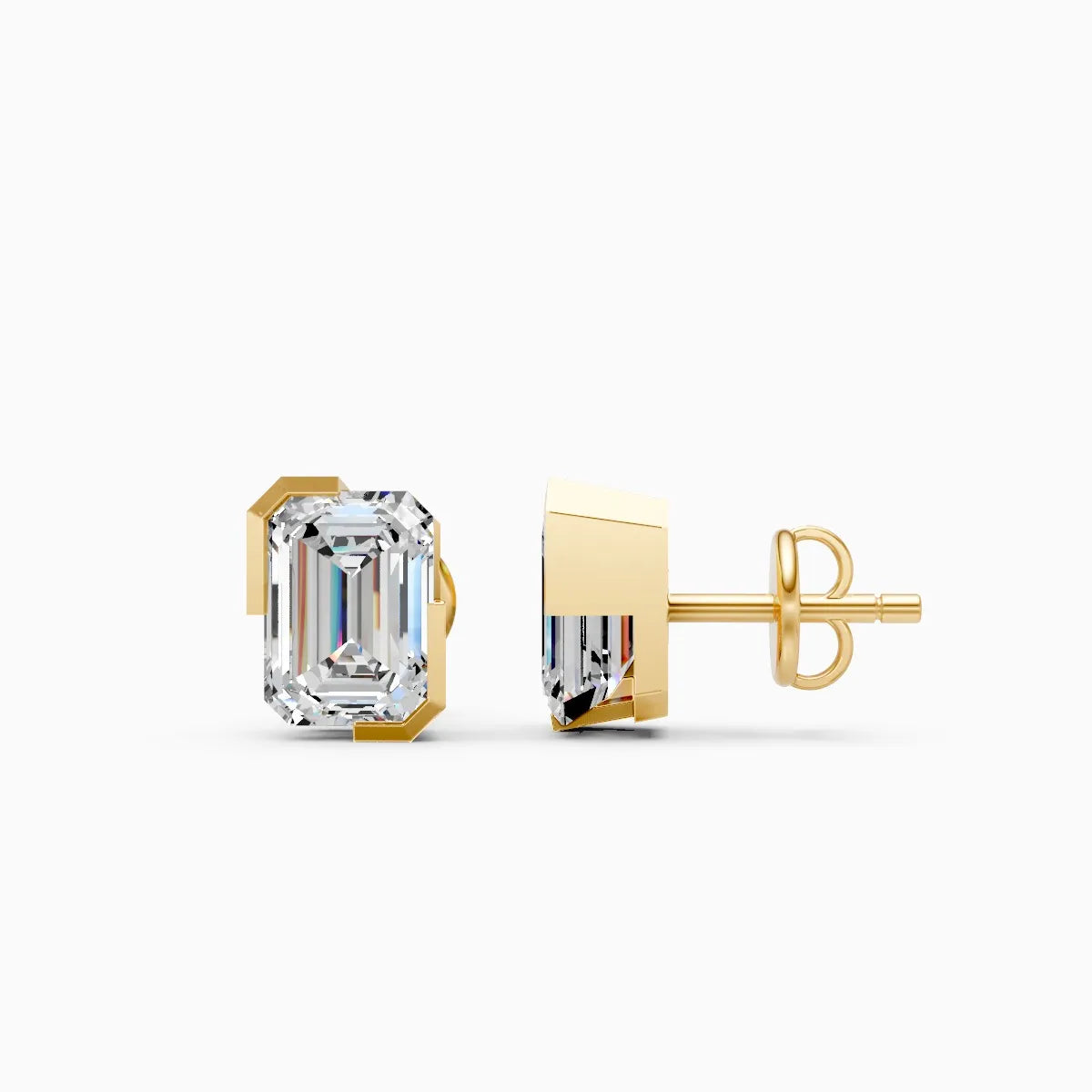 Emerald-Cut Solitaire Lab-Grown Diamond Stud Earrings