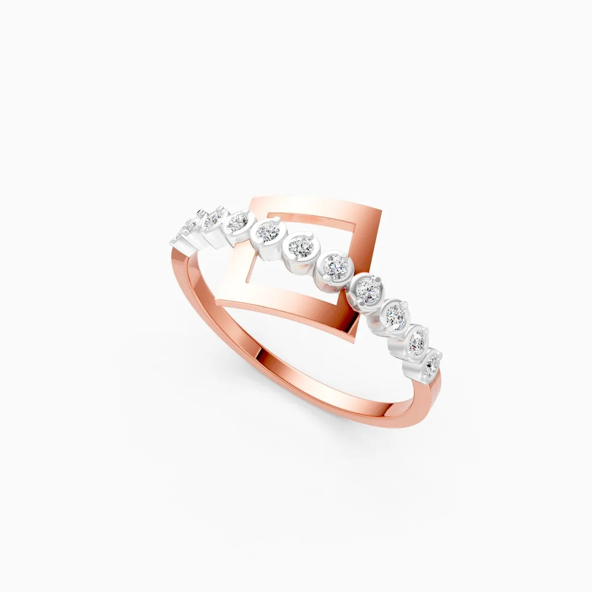 Geometric Diamond Bar Ring