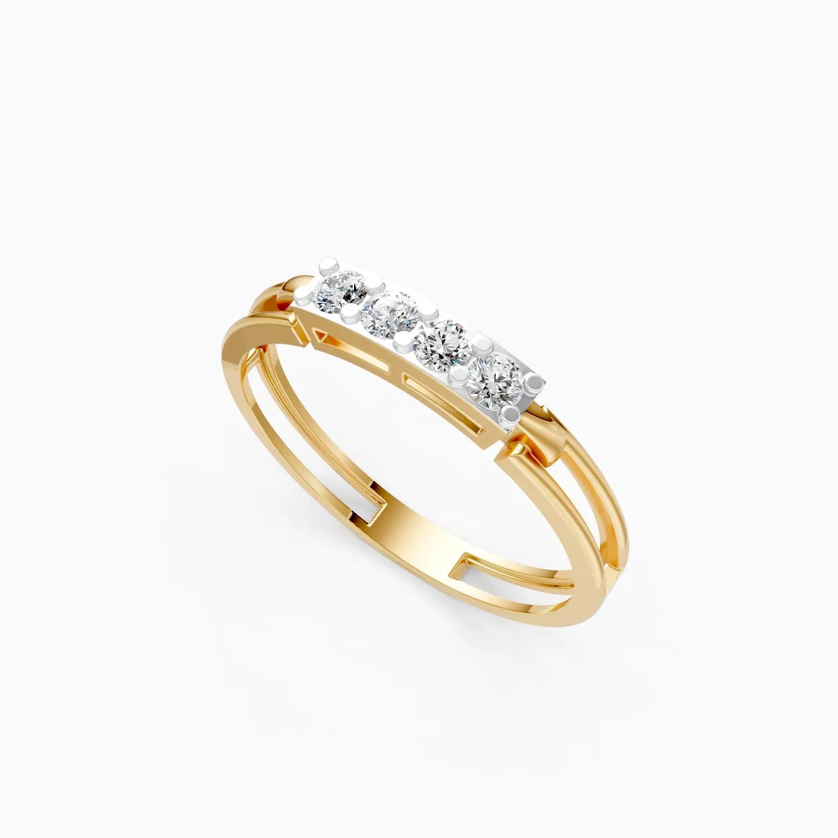 Geometric Split Shank Diamond Ring