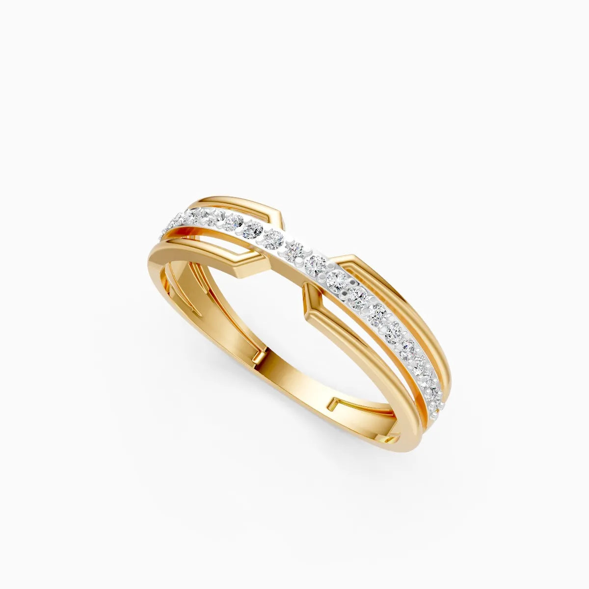 Geometric Split Band Diamond Ring