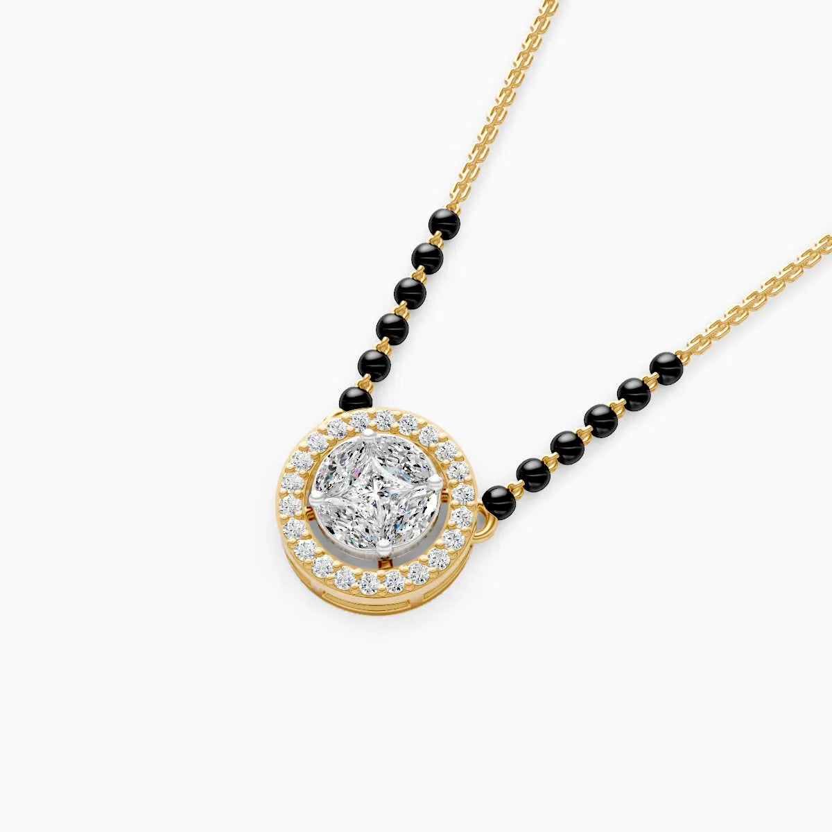 Round Halo Lab Diamond Mangalsutra