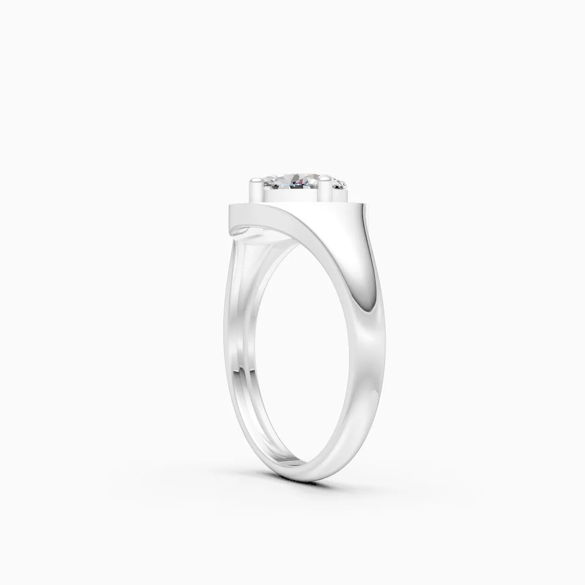 Oval Bypass Solitaire Ring