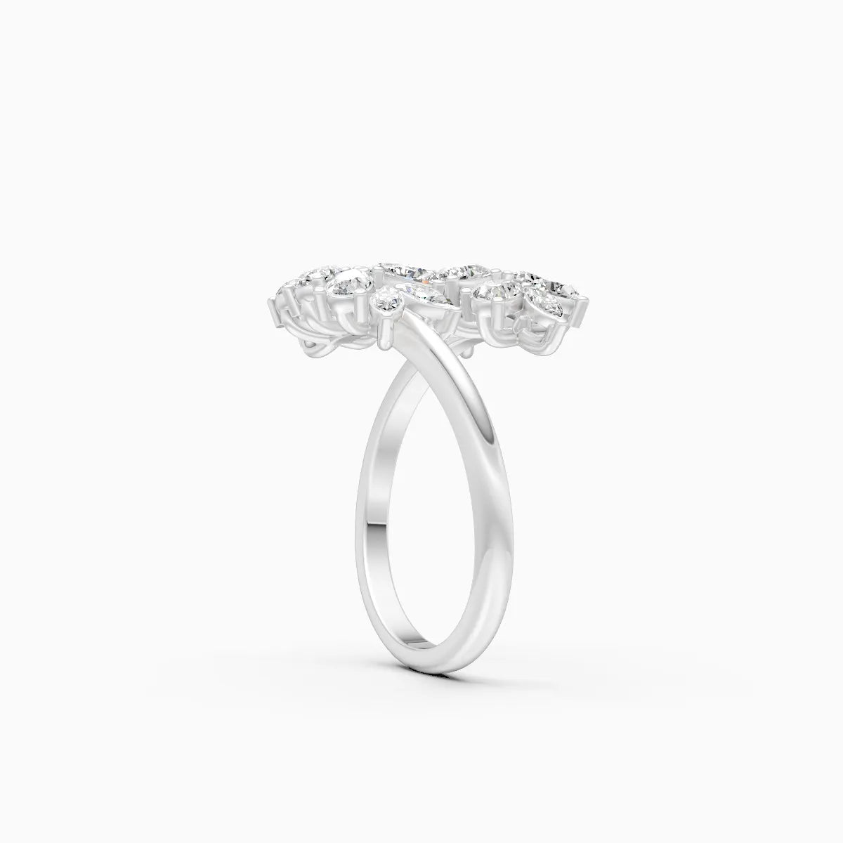 Leaf Style Diamond Cluster Ring