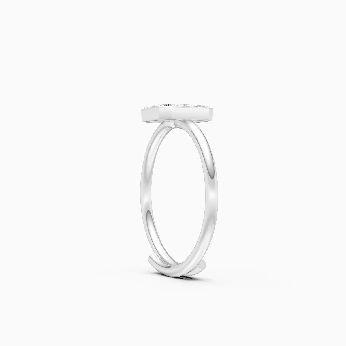Sleek Rhodium Square Diamond Ring