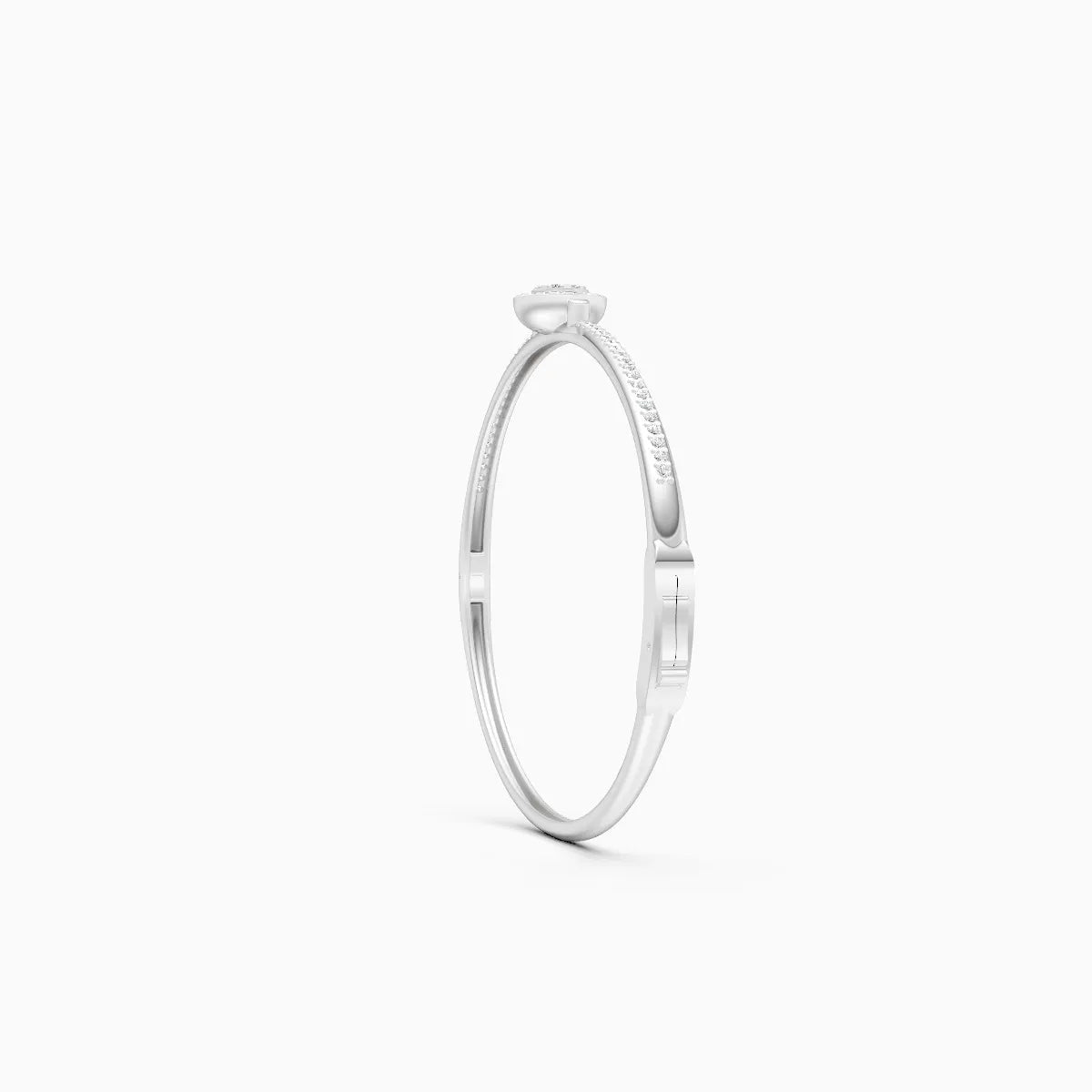 Sleek Diamond Band Bracelet Featuring Central Solitaire