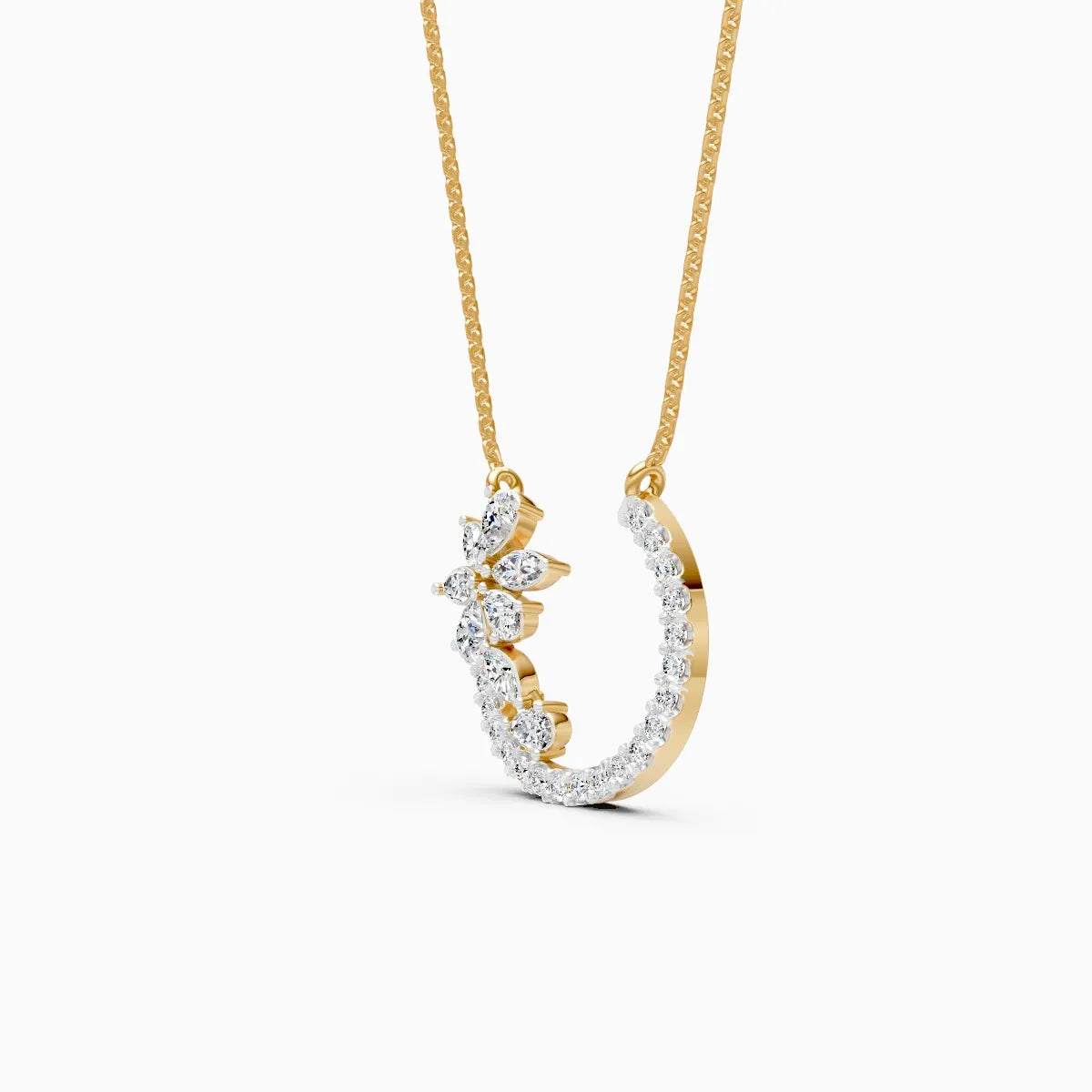 Petal Curve Diamond Pendant Necklace