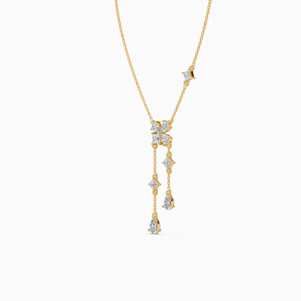 Layered Pear Drops with Princess-Cut Centerpiece Necklace
