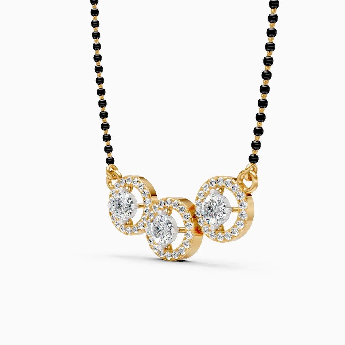 Stylish Circle Triple Halo Diamond Mangalsutra