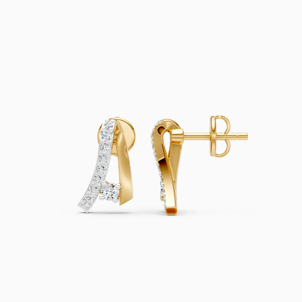 Curved Diamond Stud Earrings