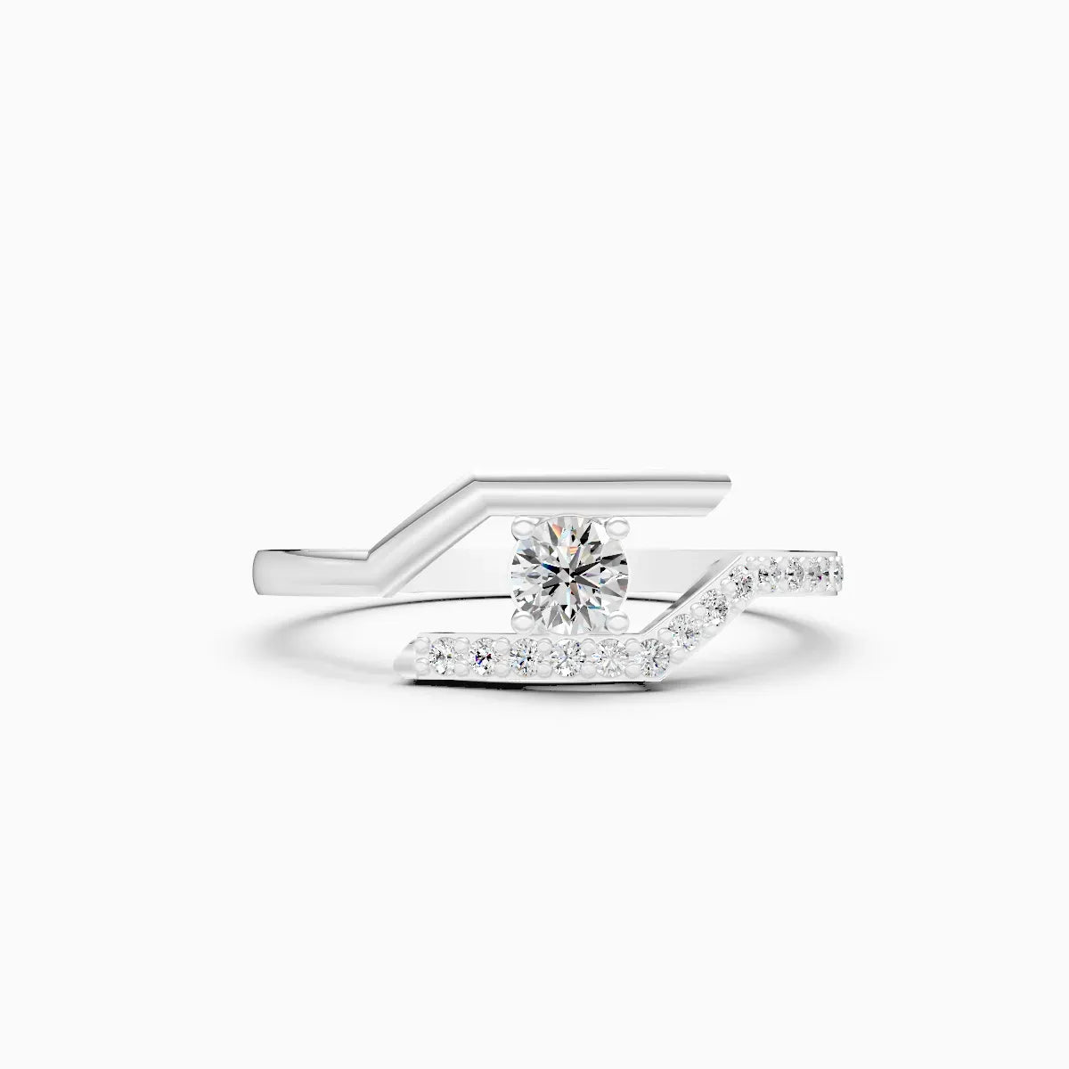 Open Curve Solitaire Ring