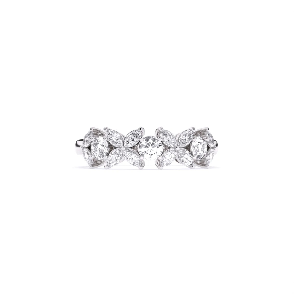 Marquise & Round Floral Lab Grown Diamond Ring