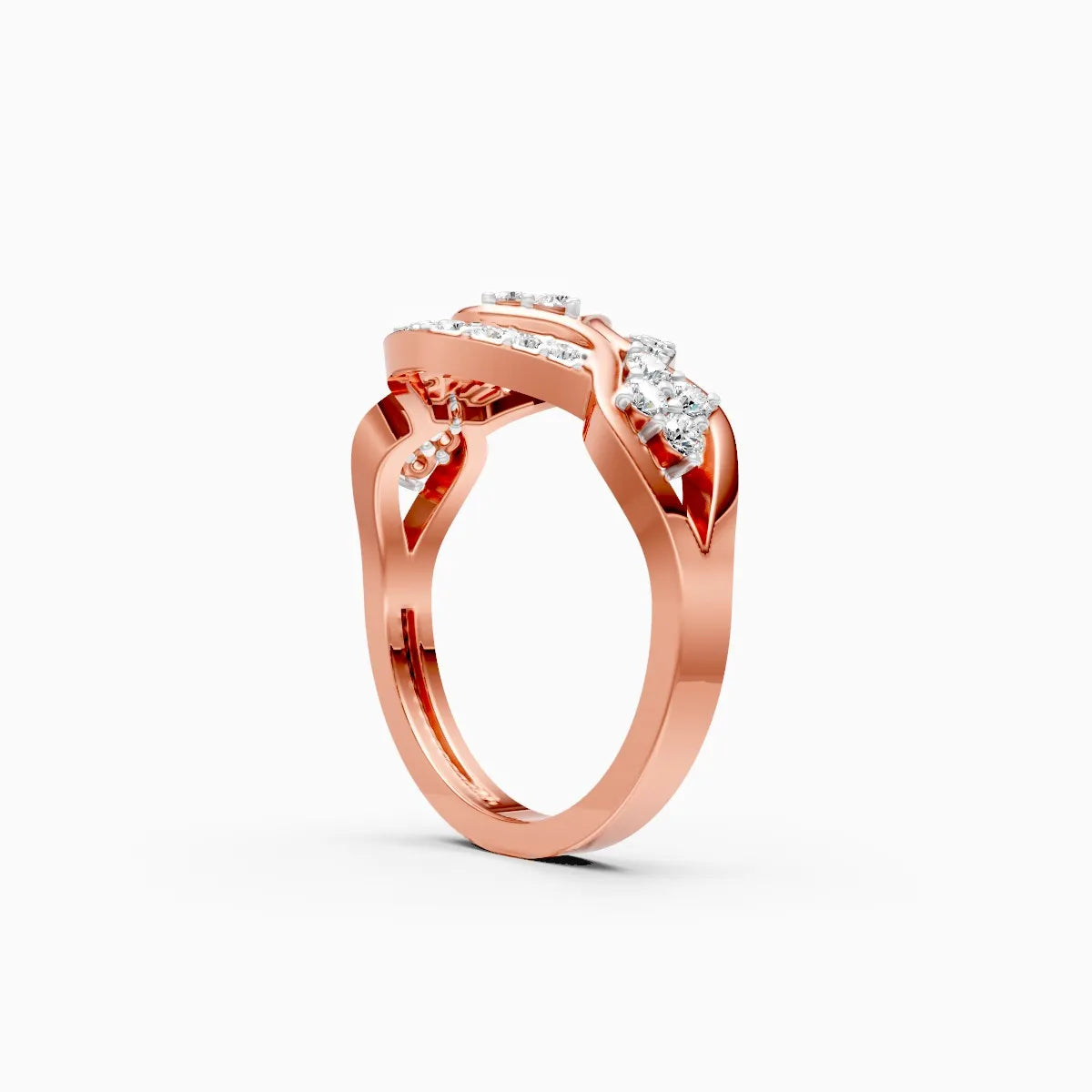 Exquisite Gold Lab Diamond Wave Design Ring