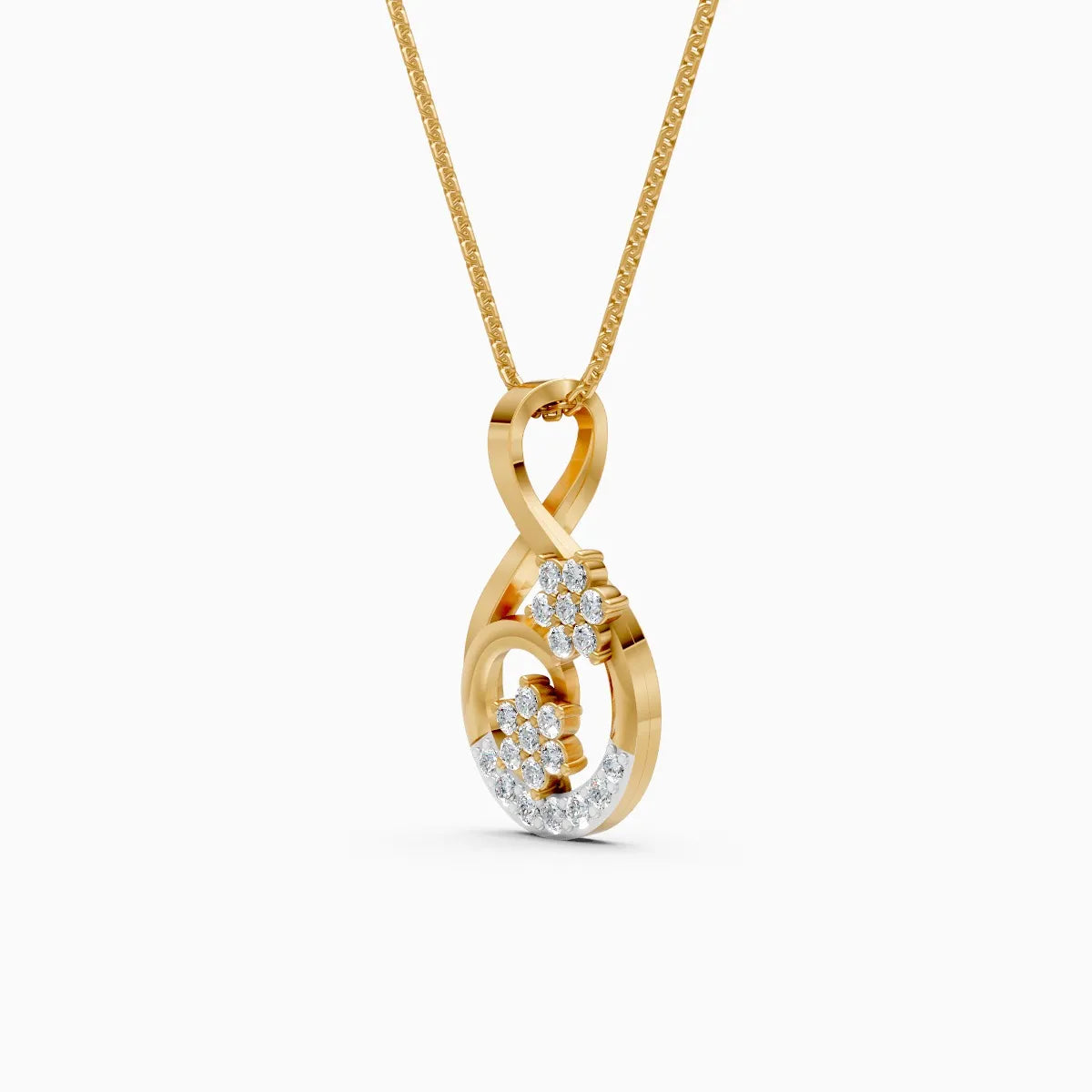 Twin Floral With Twist Loop Pendant