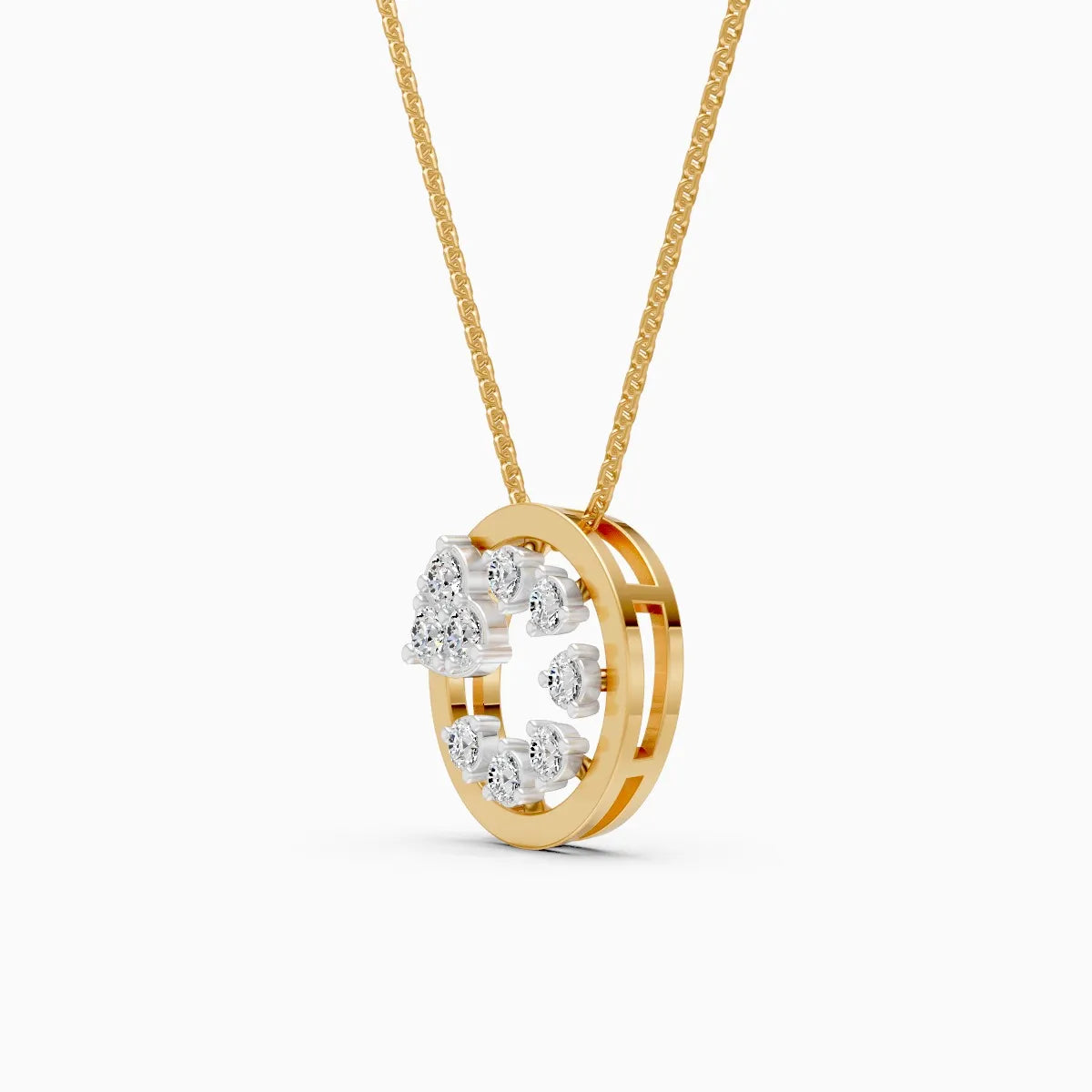 Open Circle Round Shape Diamond Pendant