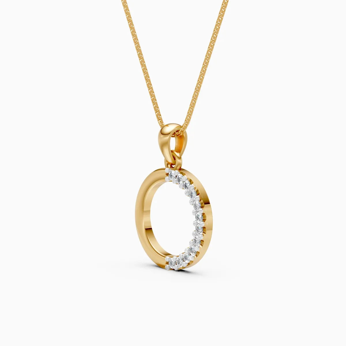 Half Halo Lab Diamond Circle Pendant