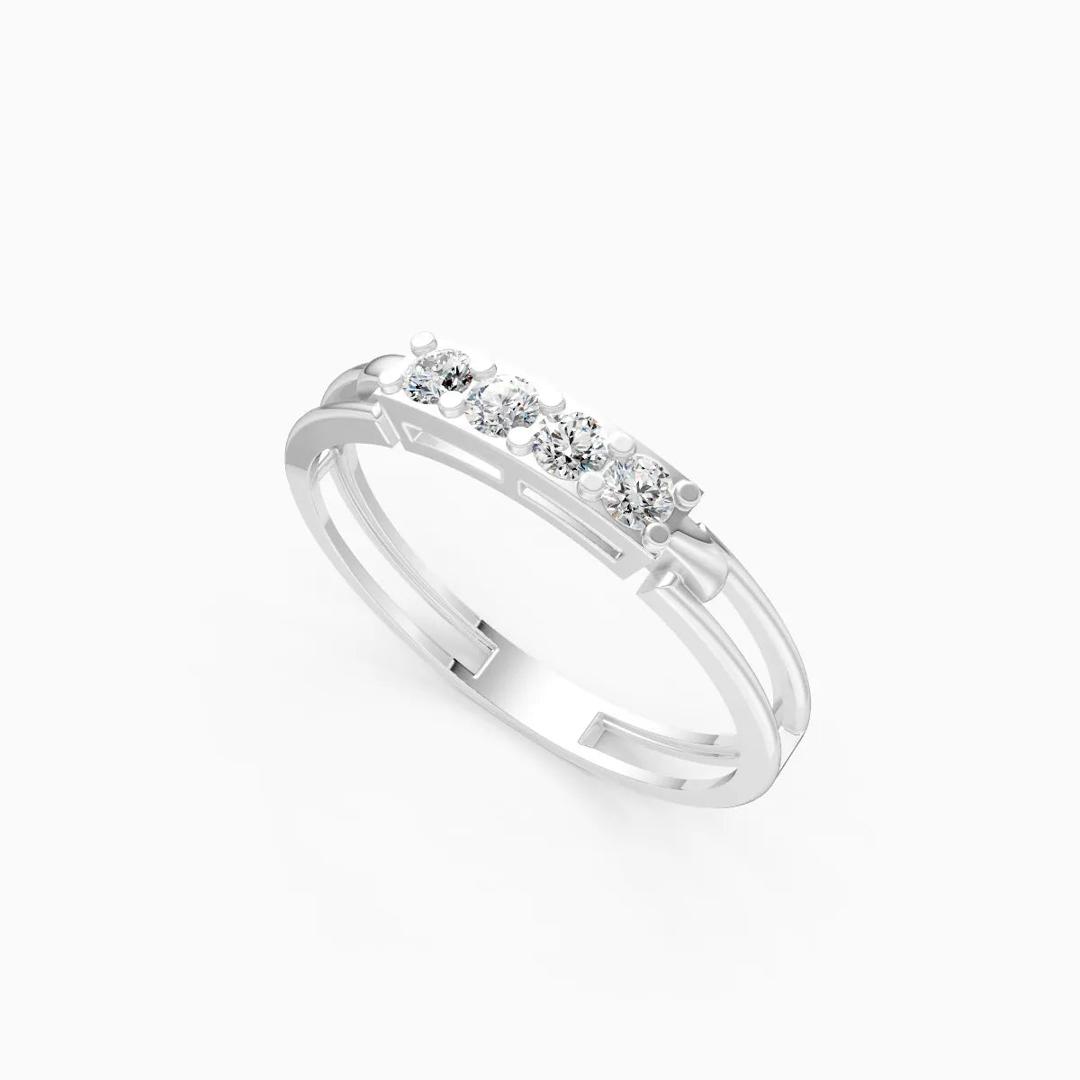Geometric Split Shank Diamond Ring