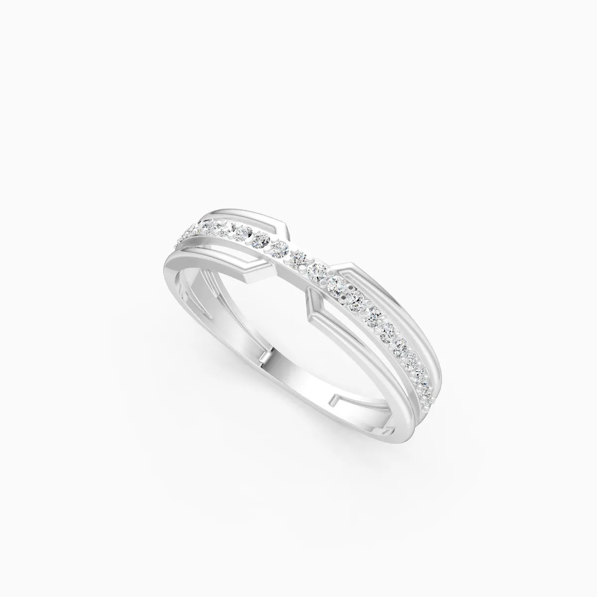 Geometric Split Band Diamond Ring