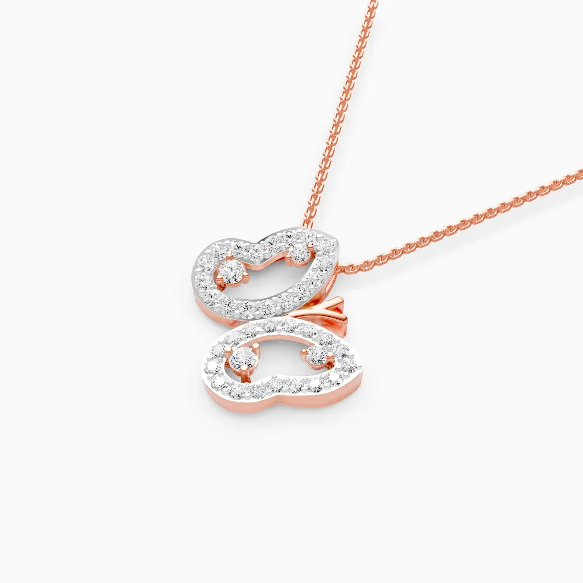 Butterfly Shaped Round Cut  Lab Grown Diamond Necklace