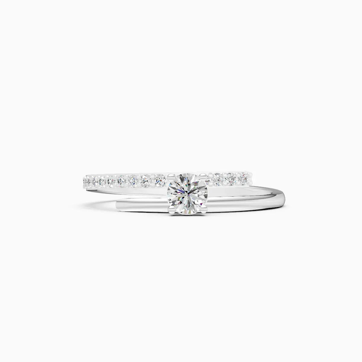 Sweeping Curve Solitaire Ring