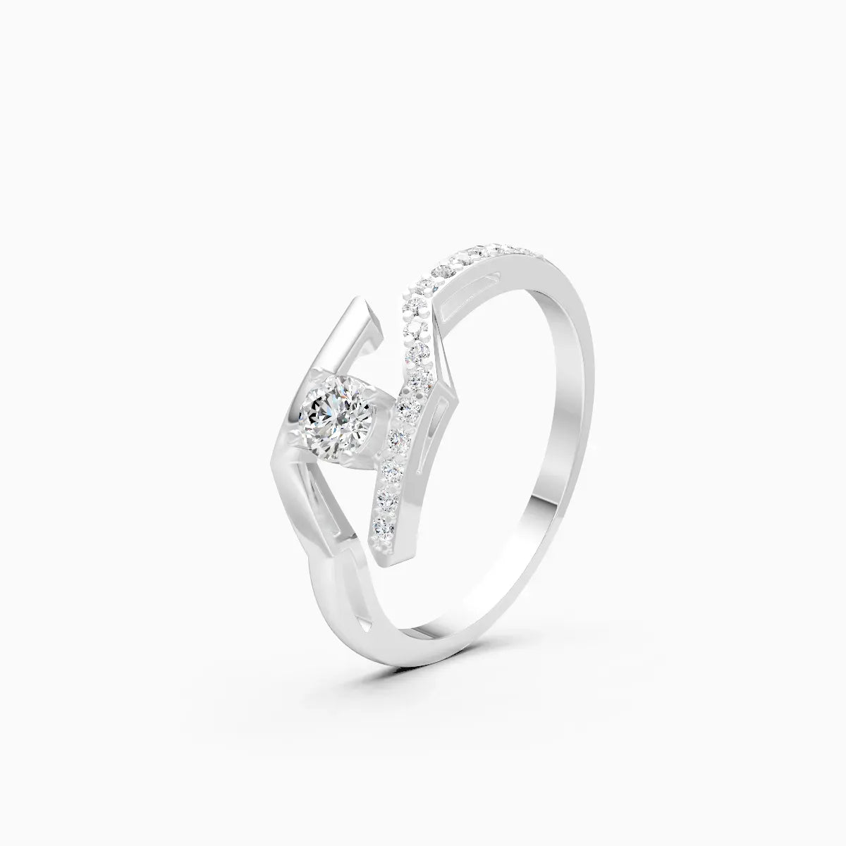 Open Curve Solitaire Ring
