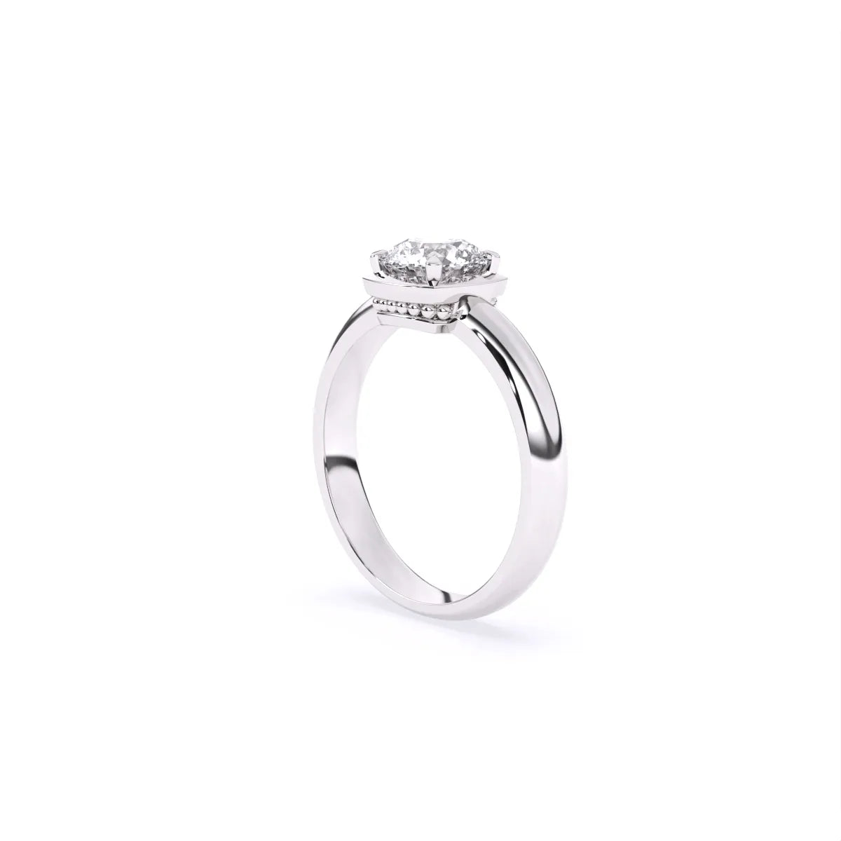 Round Half Bezel Lab Grown Diamond Solitaire Ring