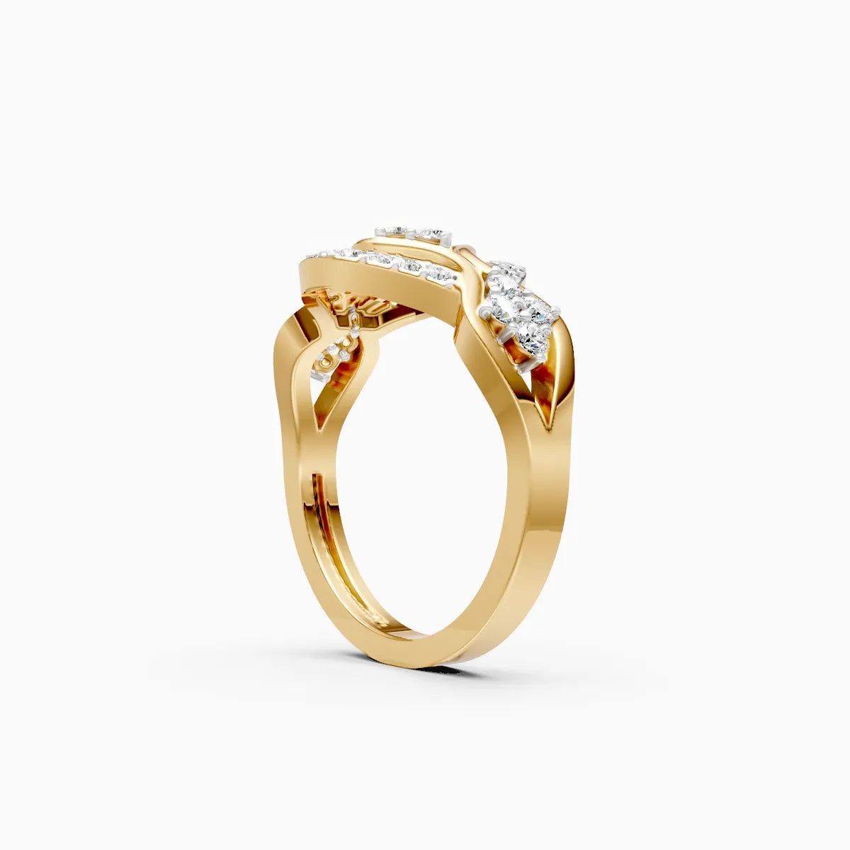 Exquisite Gold Lab Diamond Wave Design Ring