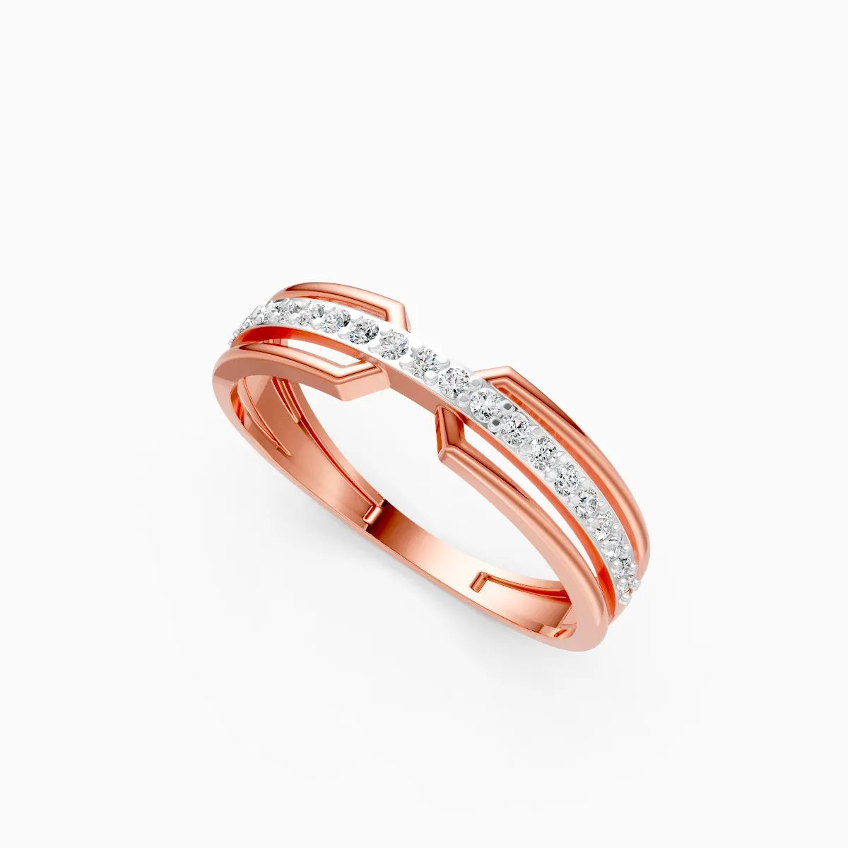 Geometric Split Band Diamond Ring