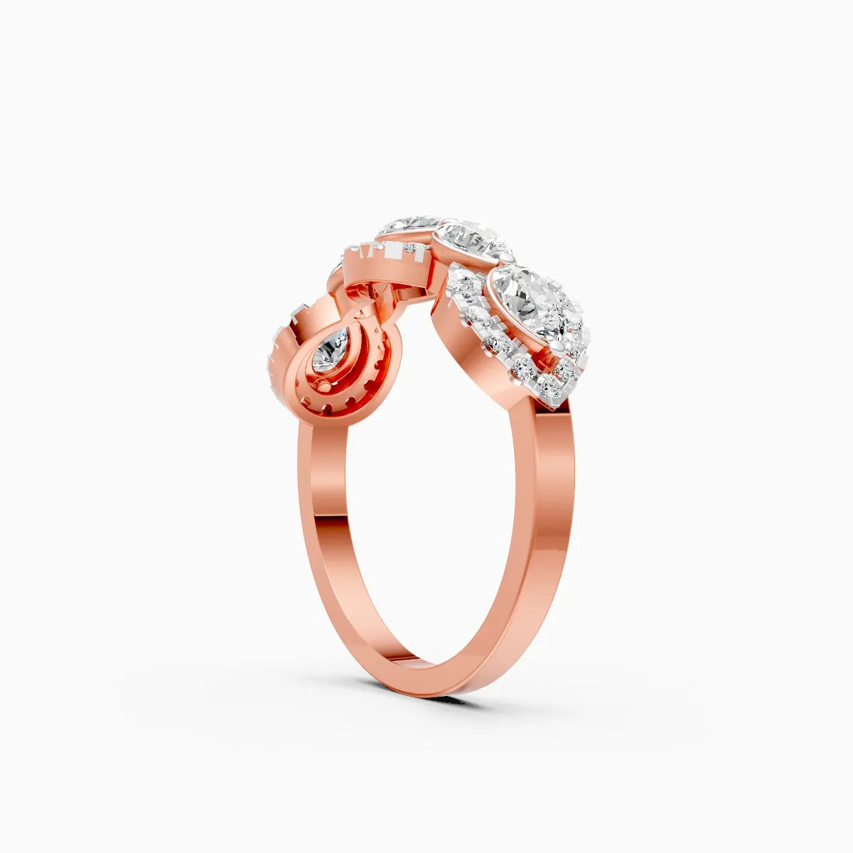 Luminous Pear & Round Halo Bloom Ring