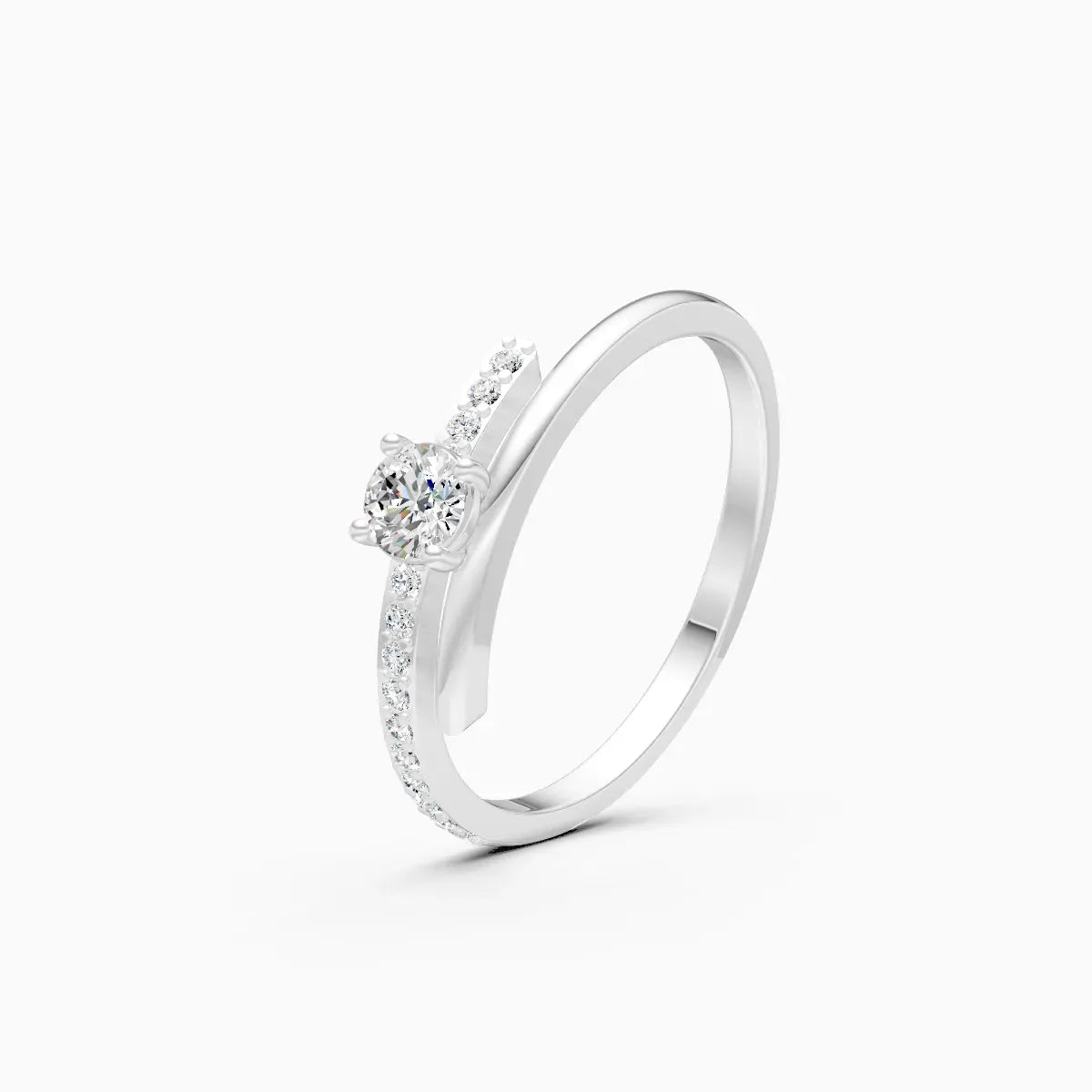 Sweeping Curve Solitaire Ring