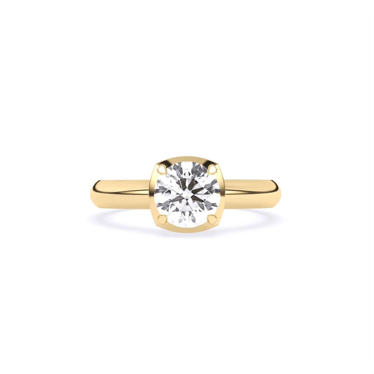 Round Half Bezel Lab Grown Diamond Solitaire Ring